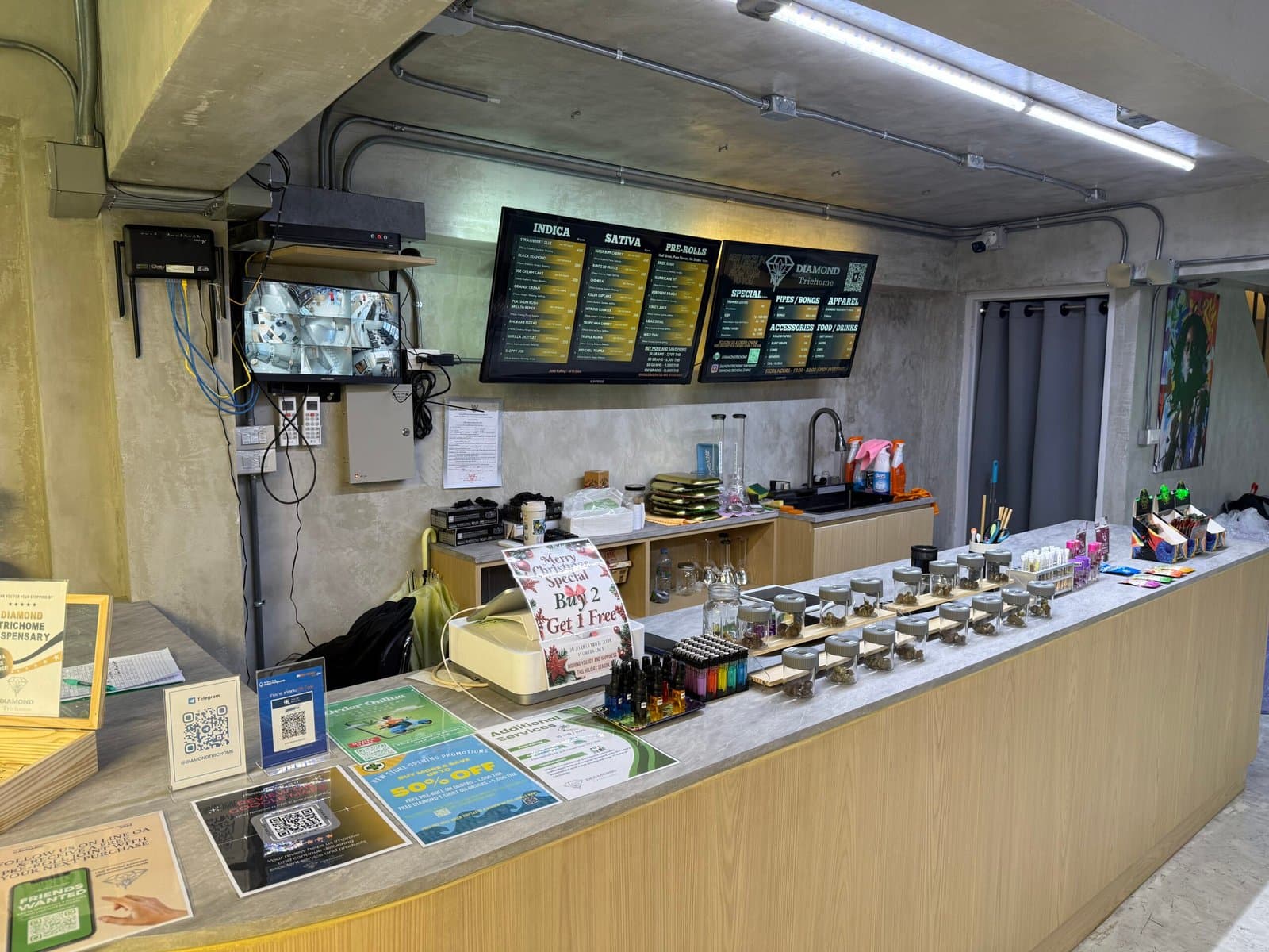 Premium cannabis flower and products curated for retail display.